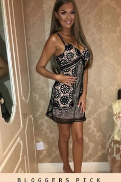 Rebellious Fashion Black And Nude Crochet Dress - Patricia
