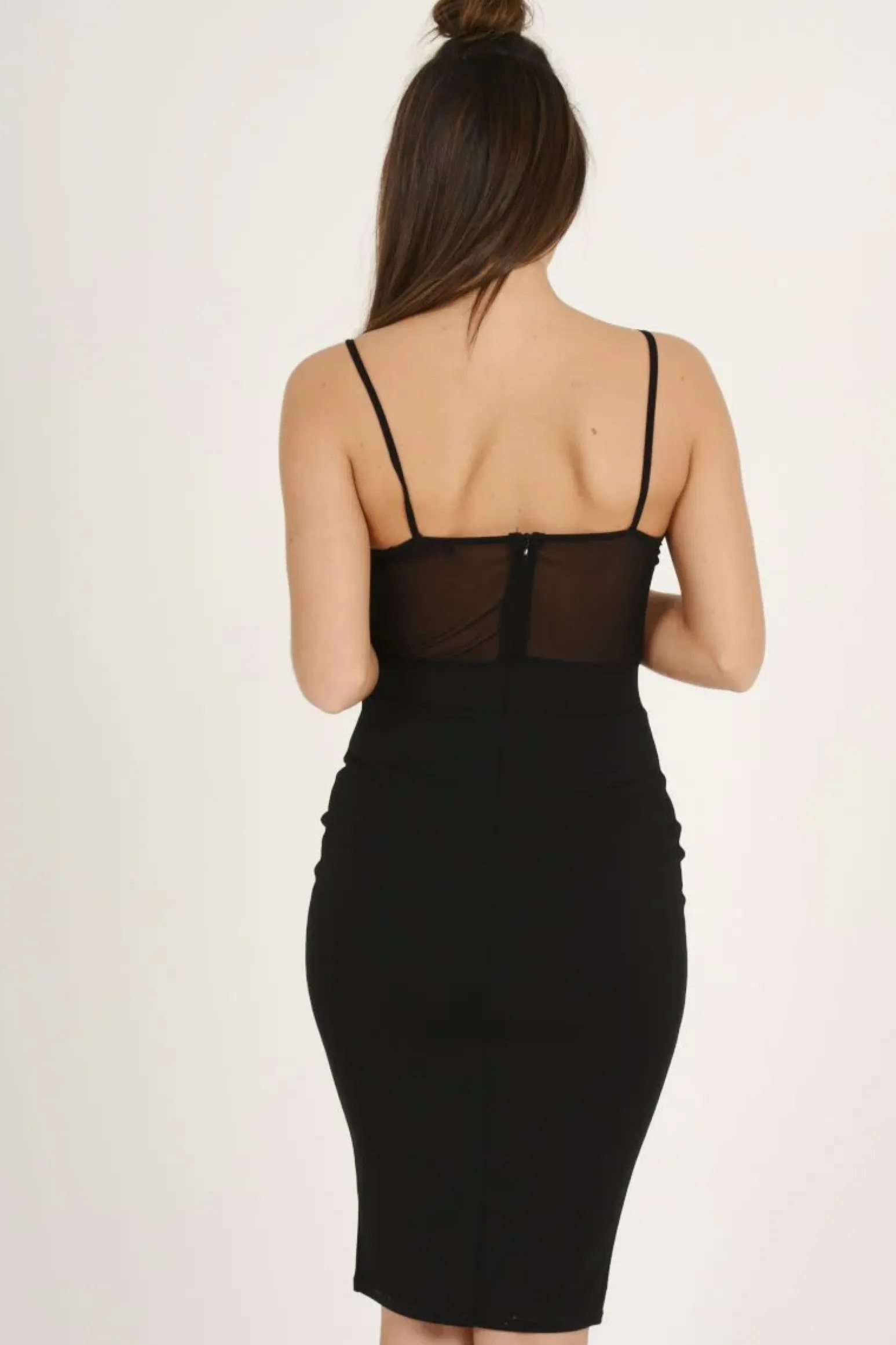 Rebellious Fashion Black Applique Mesh Bodycon Dress - Tallulah