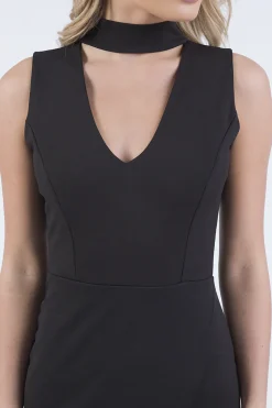 Rebellious Fashion Black Asymmetric Choker Dress - Zoe