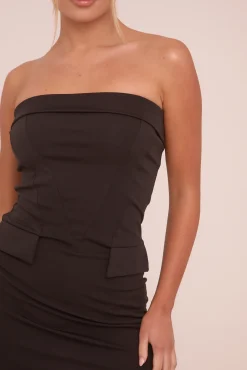 Rebellious Fashion Black Bandeau Bodycon Mini Dress - Alexandra