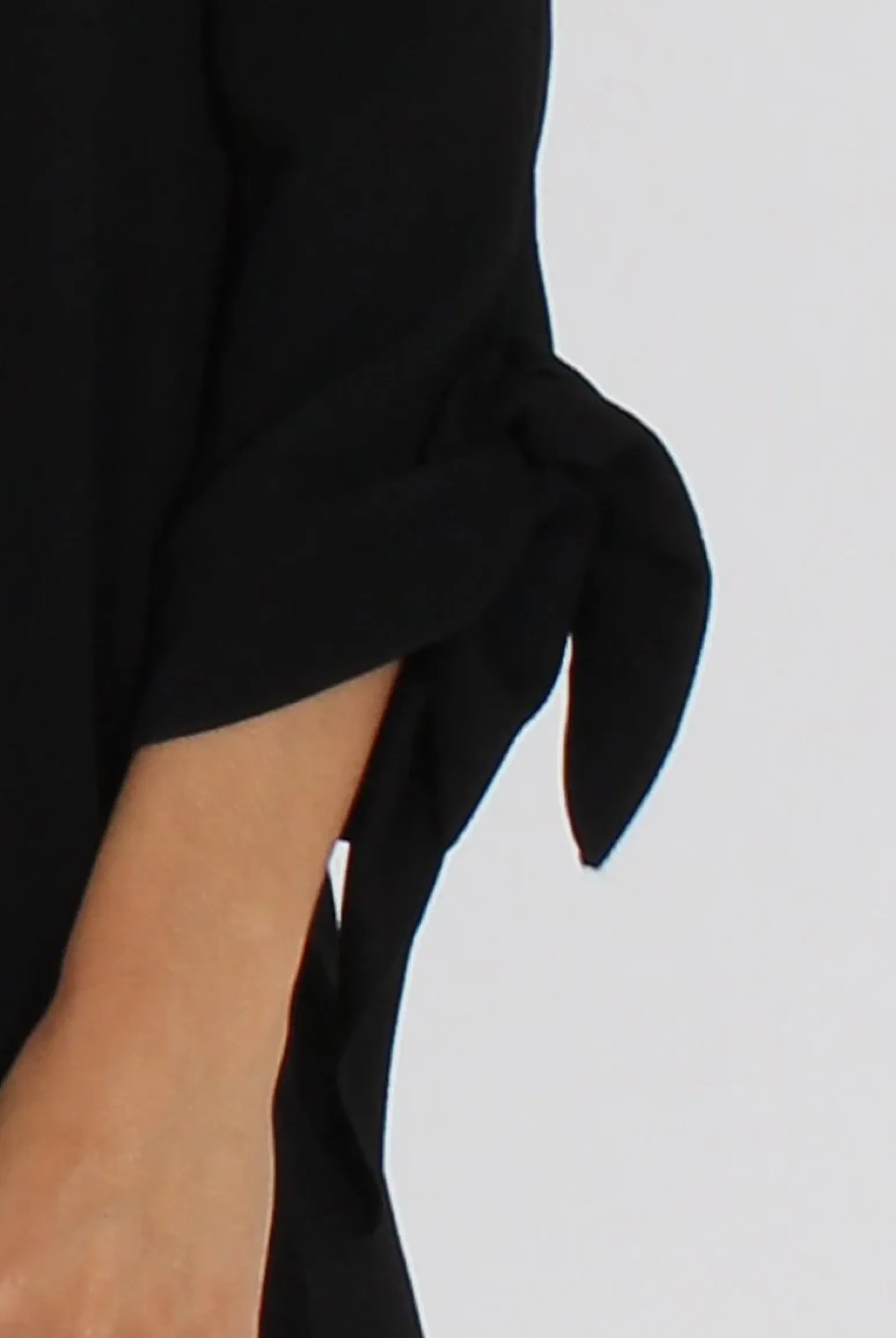 Rebellious Fashion Black Bardot Tie Cuffs Dress - Whitney