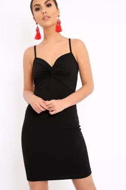 Rebellious Fashion Black Bodycon Dress - Alizae