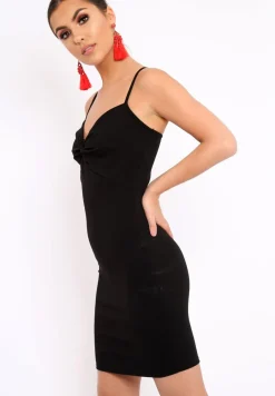 Rebellious Fashion Black Bodycon Dress - Alizae