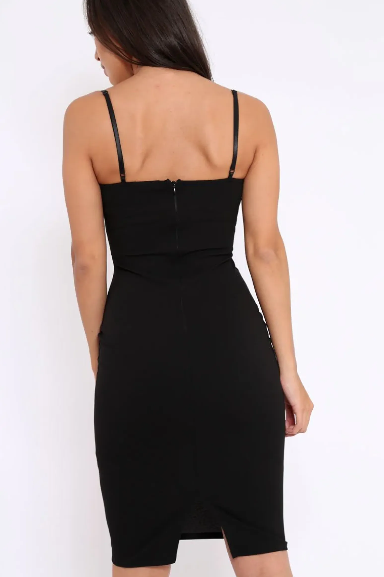 Rebellious Fashion Black Bow Bodycon Dress - Frayda