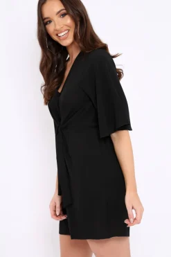 Rebellious Fashion Black Bow Tie Dress - Teagan