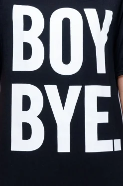 Rebellious Fashion Black Boy Bye Slogan T-shirt - Leela