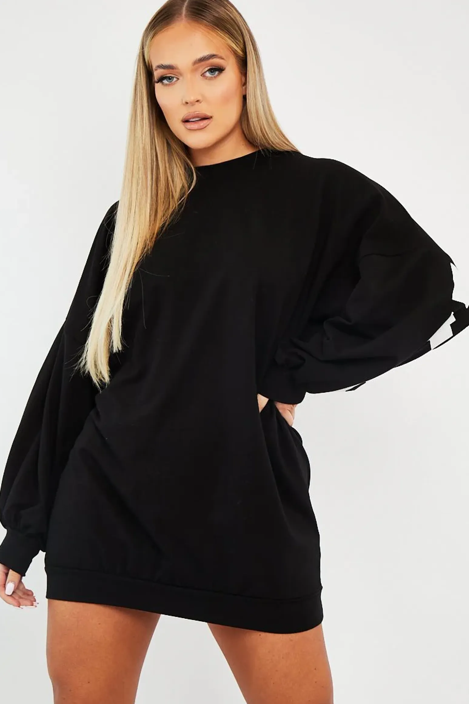 Rebellious Fashion Black Buffalo New York Slogan Sweater Dress - Nazaria