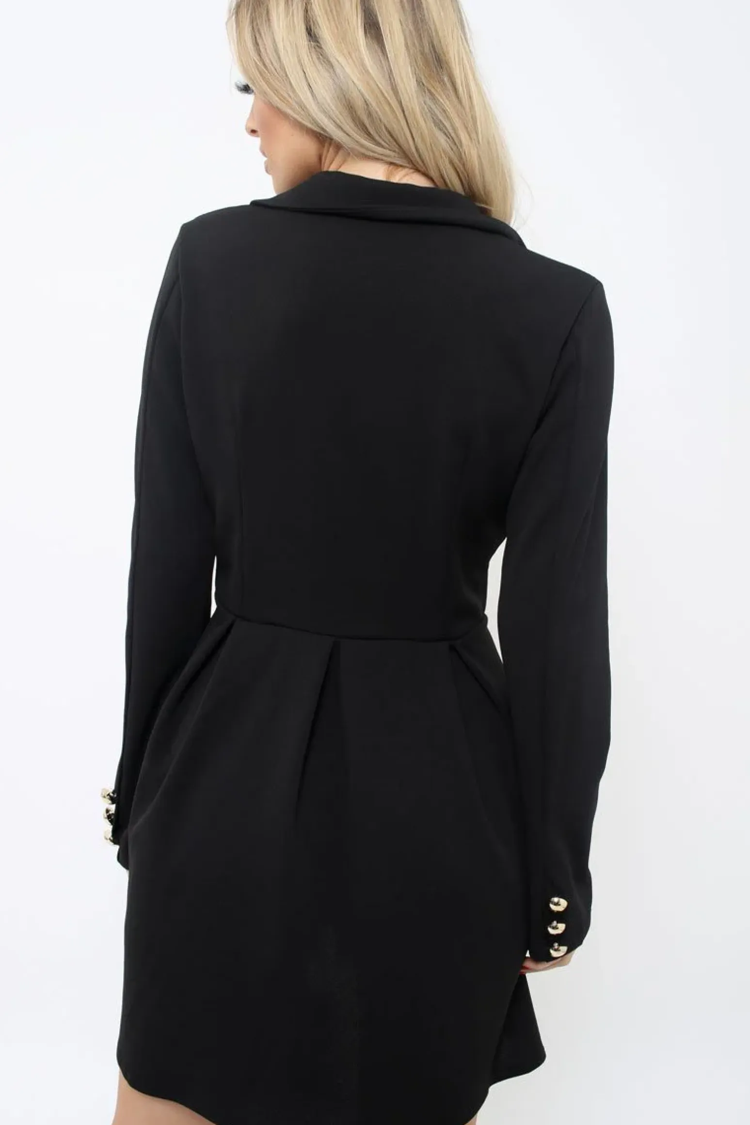 Rebellious Fashion Black Button Detail Blazer Dress - Kayleigh