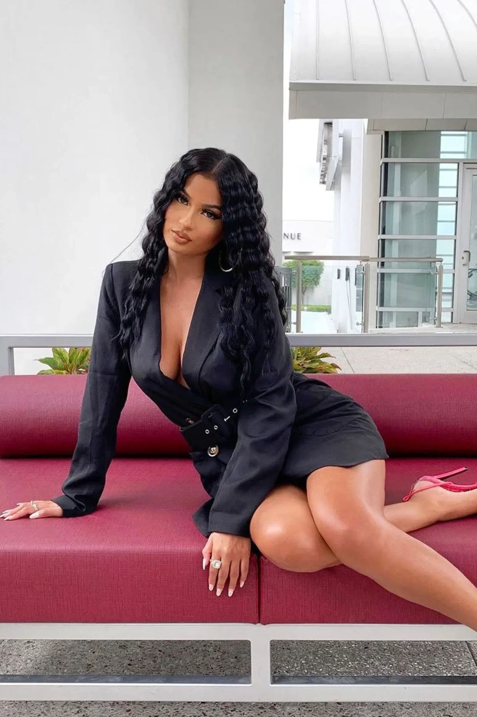 Rebellious Fashion Black Button Front Belted Blazer Dress - Justyne