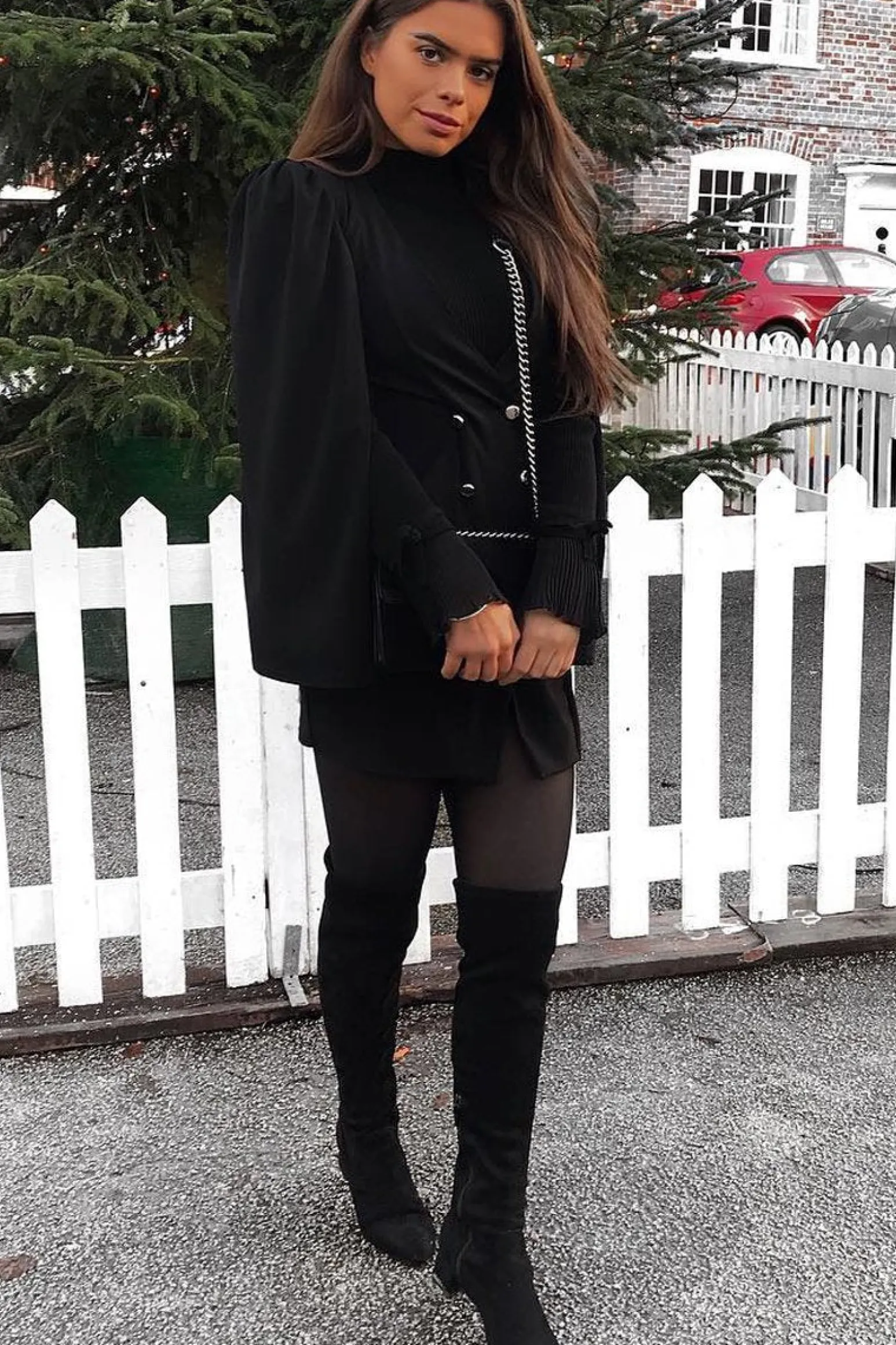 Rebellious Fashion Black Button Front Cape Sleeve Blazer Dress - Abraya