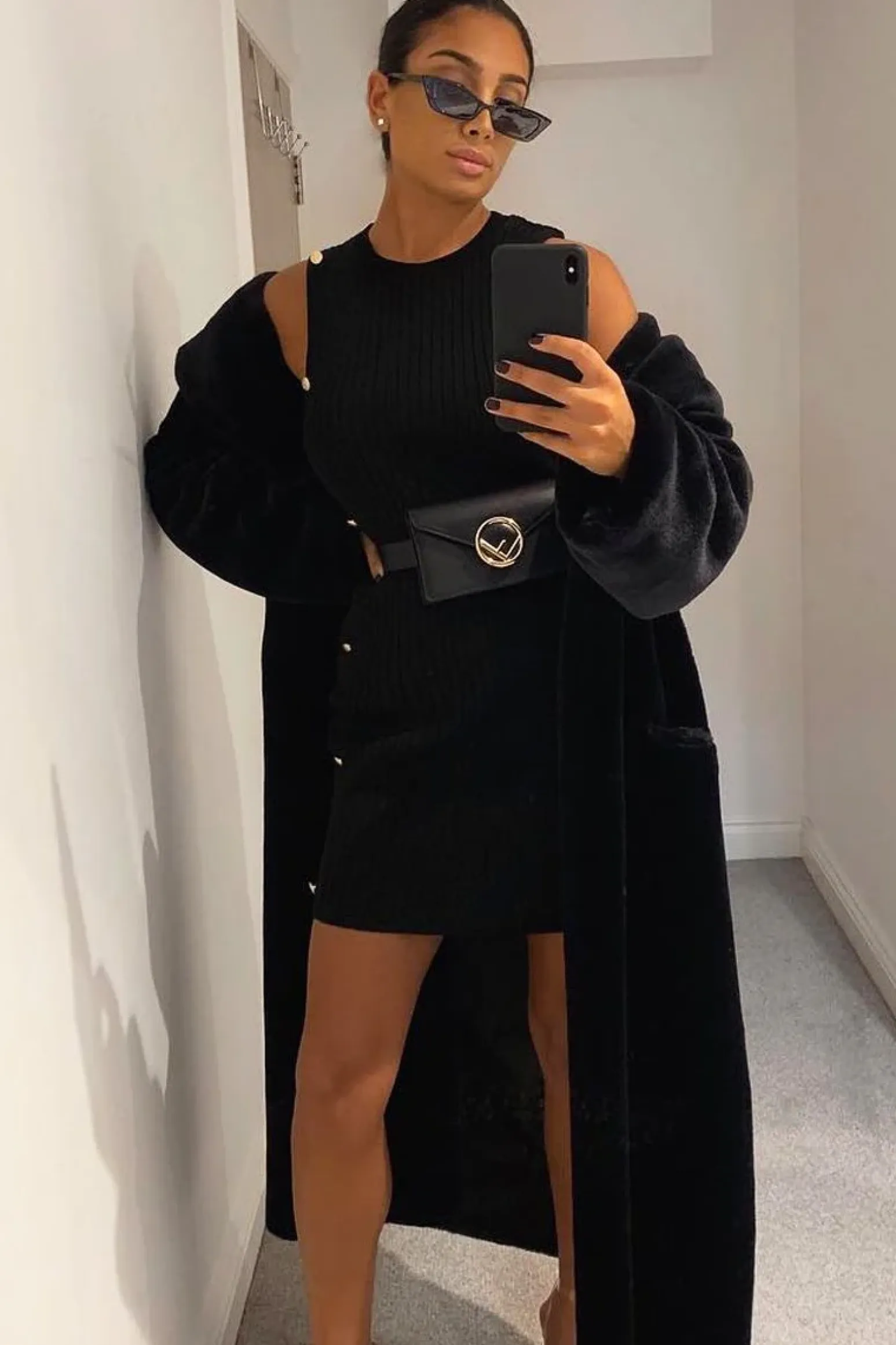 Rebellious Fashion Black Button Front Knitted Jumper Dress - Adalei