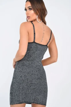 Rebellious Fashion Black Cami Knitted Bodycon Dress - Jannelle