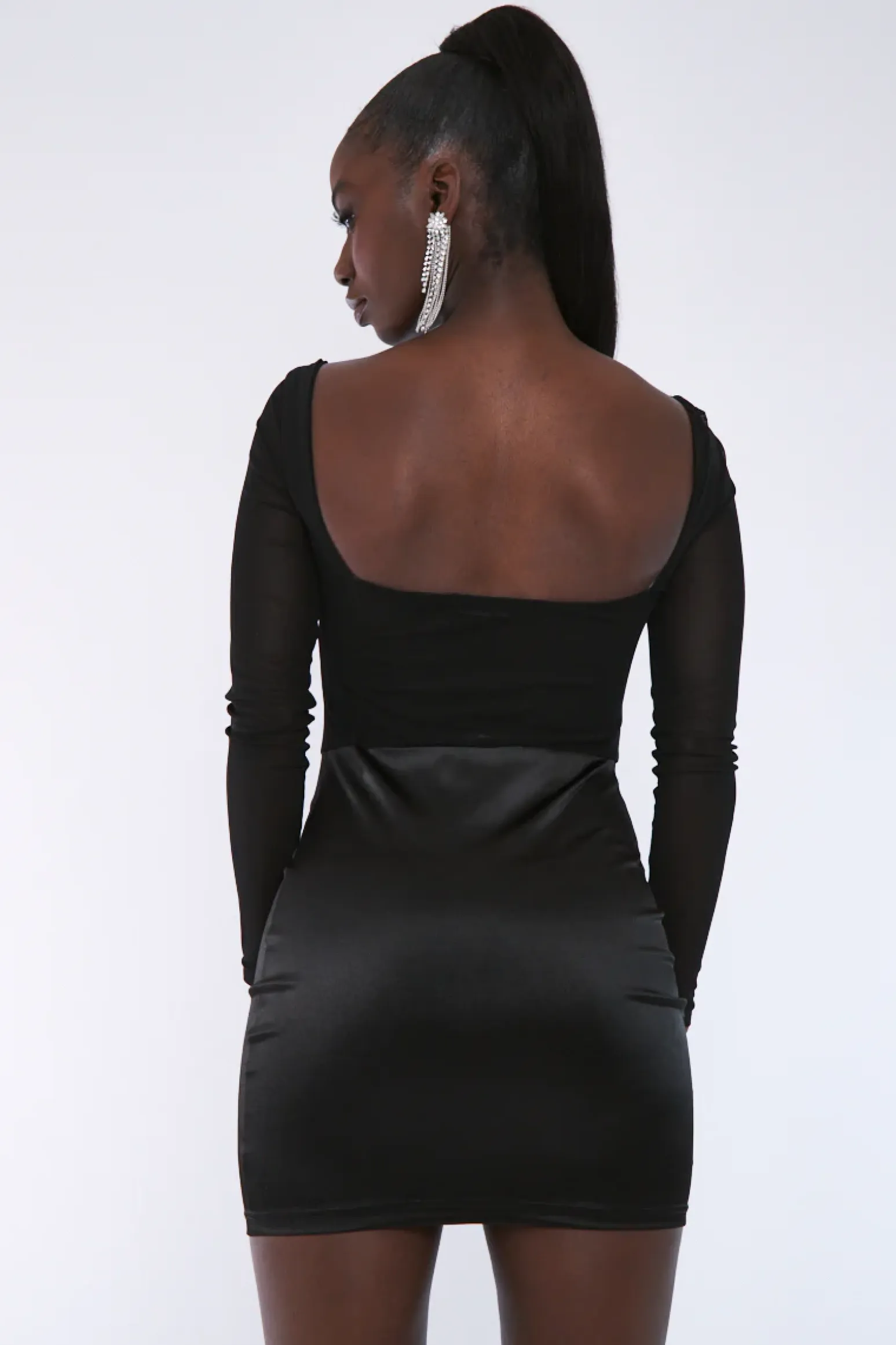 Rebellious Fashion Black Corset Look Satin Mini Dress - Melody