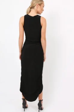 Rebellious Fashion Black Corset Slit Maxi Dress - Alexus