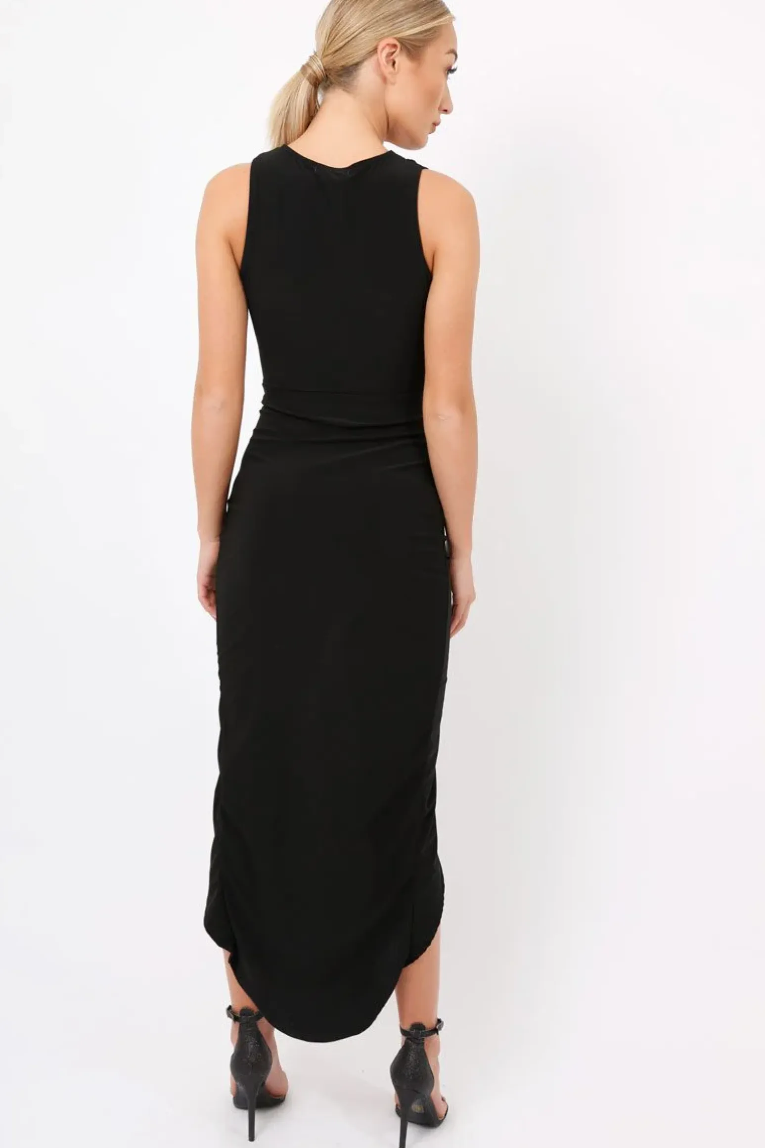 Rebellious Fashion Black Corset Slit Maxi Dress - Alexus