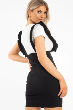 Rebellious Fashion Black Crepe Ruffle Dress - Maisy