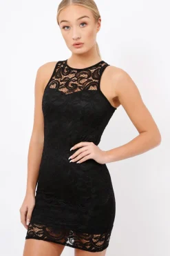 Rebellious Fashion Black Crochet Bodycon dress - Marcella