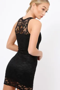Rebellious Fashion Black Crochet Bodycon dress - Marcella