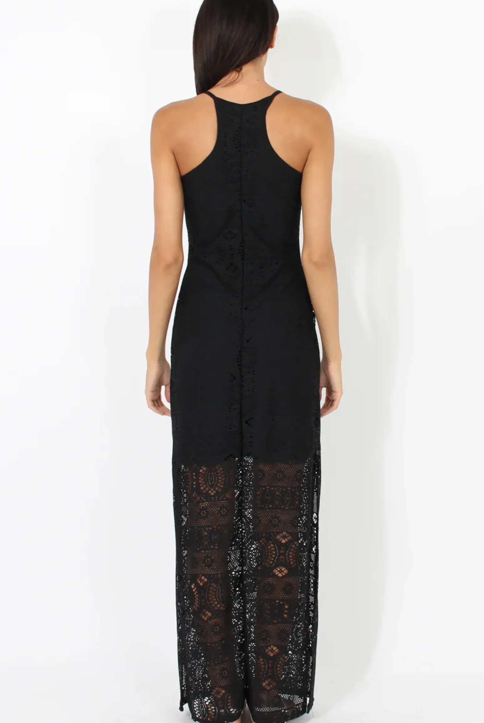 Rebellious Fashion Black Crochet Maxi Dress - Paris