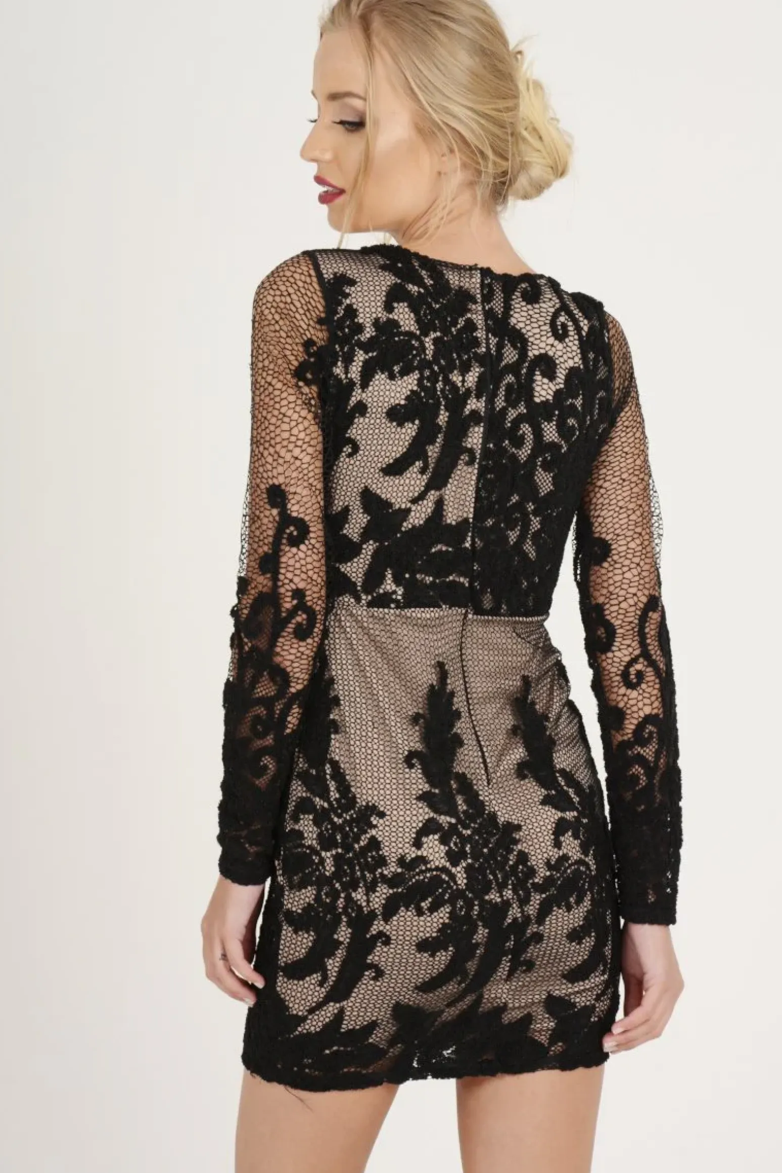 Rebellious Fashion Black Crochet V Neck Mini Dress - Tinashe