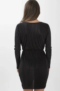 Rebellious Fashion Black Cross Over Pleated Dress - Blossom