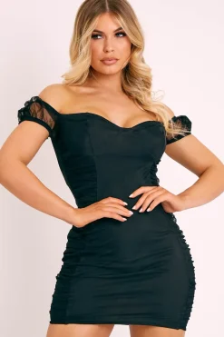 Rebellious Fashion Black Cup Detail Mini Bodycon Dress - Telesia