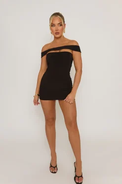 Rebellious Fashion Black Cut Out Bandeau Mini Dress - Aksana
