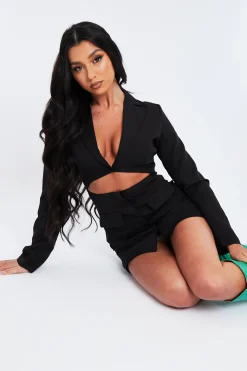 Rebellious Fashion Black Cut Out Blazer Dress - Braydee