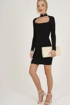Rebellious Fashion Black Cut Out Choker Bodycon Dress - Tink