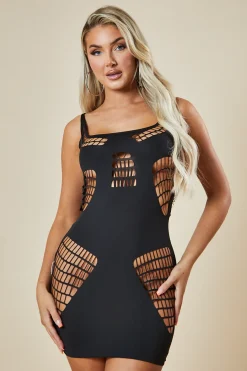 Rebellious Fashion Black Cut Out Detail Bodycon Mini Dress - Amaya