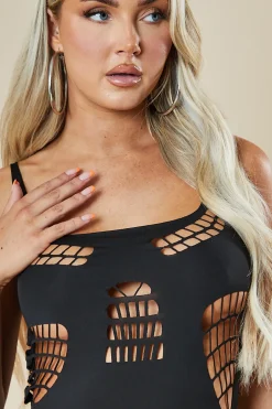 Rebellious Fashion Black Cut Out Detail Bodycon Mini Dress - Amaya