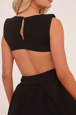 Rebellious Fashion Black Cut Out Side Puffball Mini Dress - Gabrielle