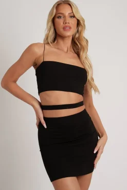 Rebellious Fashion Black Cut Out Waistband Mini Dress - Parva