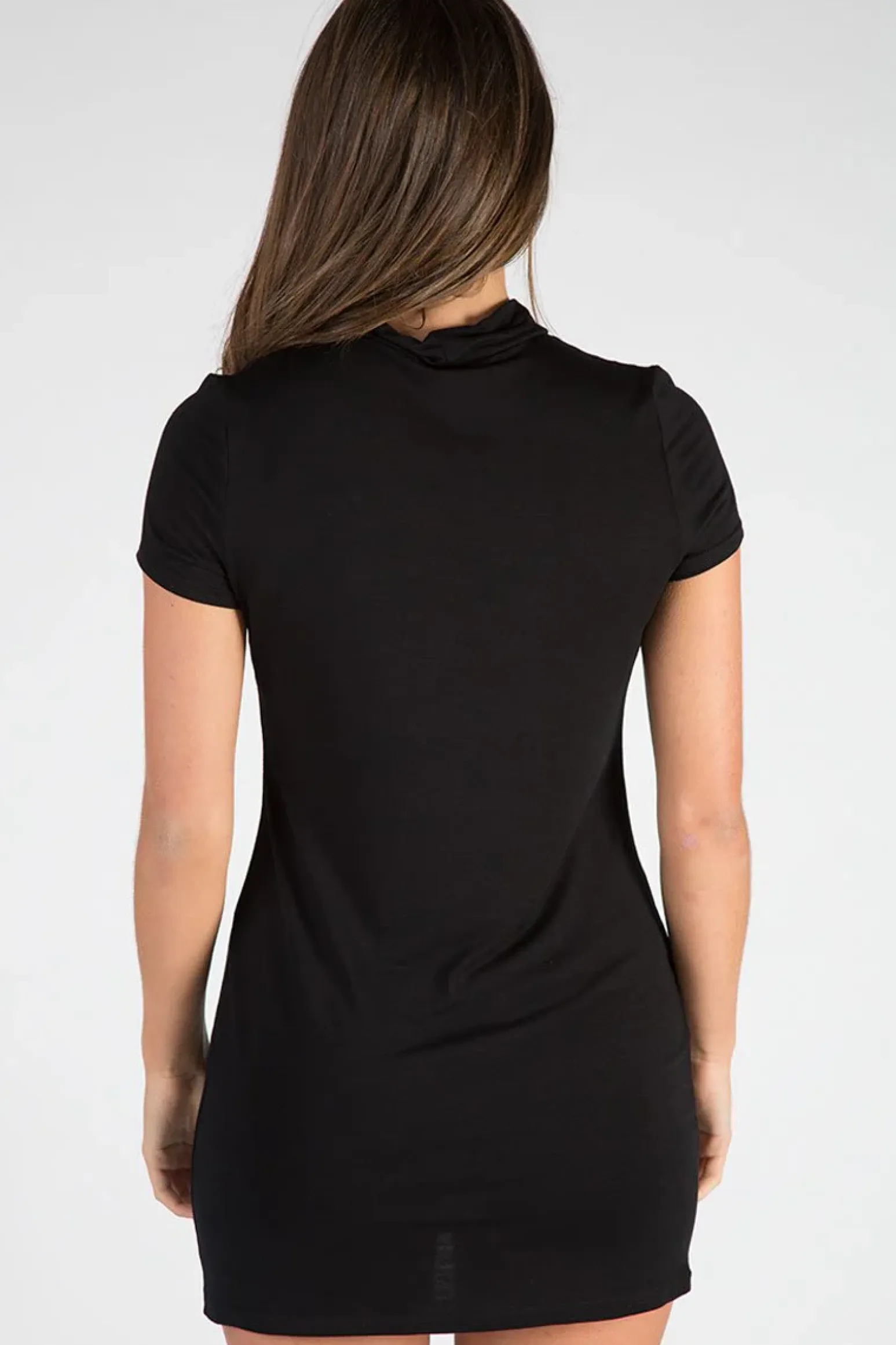 Rebellious Fashion Black Devil Rider Choker Neck T-shirt Dress - Nora