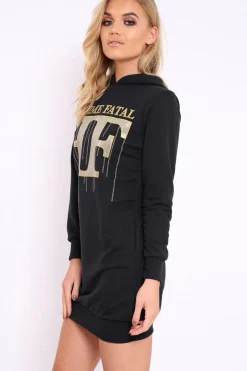 Rebellious Fashion Black Femme Fatal Hooded Dress - Ivanna