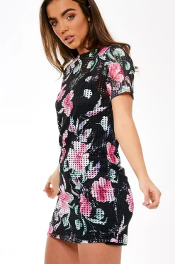 Rebellious Fashion Black Floral Spot Dress - Betsy