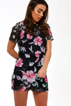 Rebellious Fashion Black Floral Spot Dress - Betsy