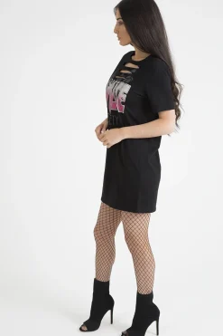 Rebellious Fashion Black Front Distressed 'Amuse Society' T-Shirt Dress - Lexi