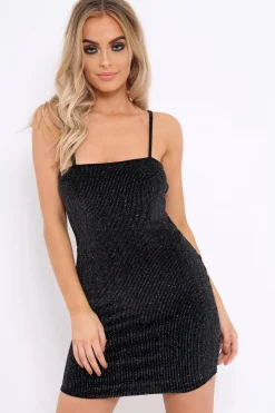 Rebellious Fashion Black Glitter Mini Dress - Mylie