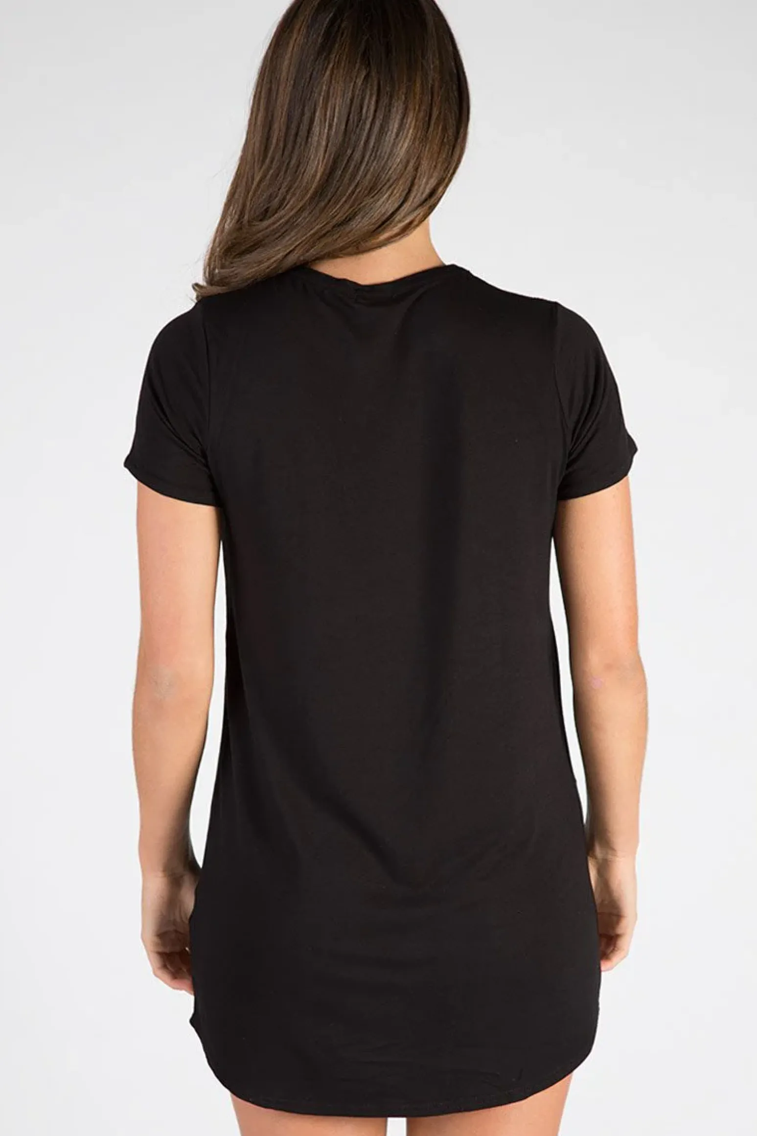 Rebellious Fashion Black Graphic Print T Shirt Dress - Marley