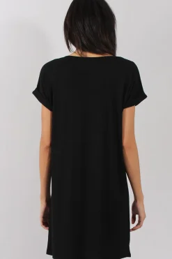Rebellious Fashion Black Harsh Metal Tour T-Shirt Dress - Layne