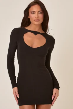 Rebellious Fashion Black Heart Cut Out Mini Dress - Isadora