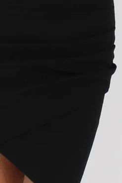 Rebellious Fashion Black High Neck Side Ruched Backless Dress - Tulip