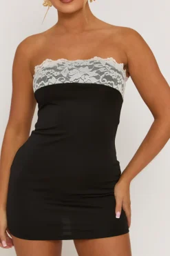 Rebellious Fashion Black Lace Bust Bandeau Mini Dress - Kyoto