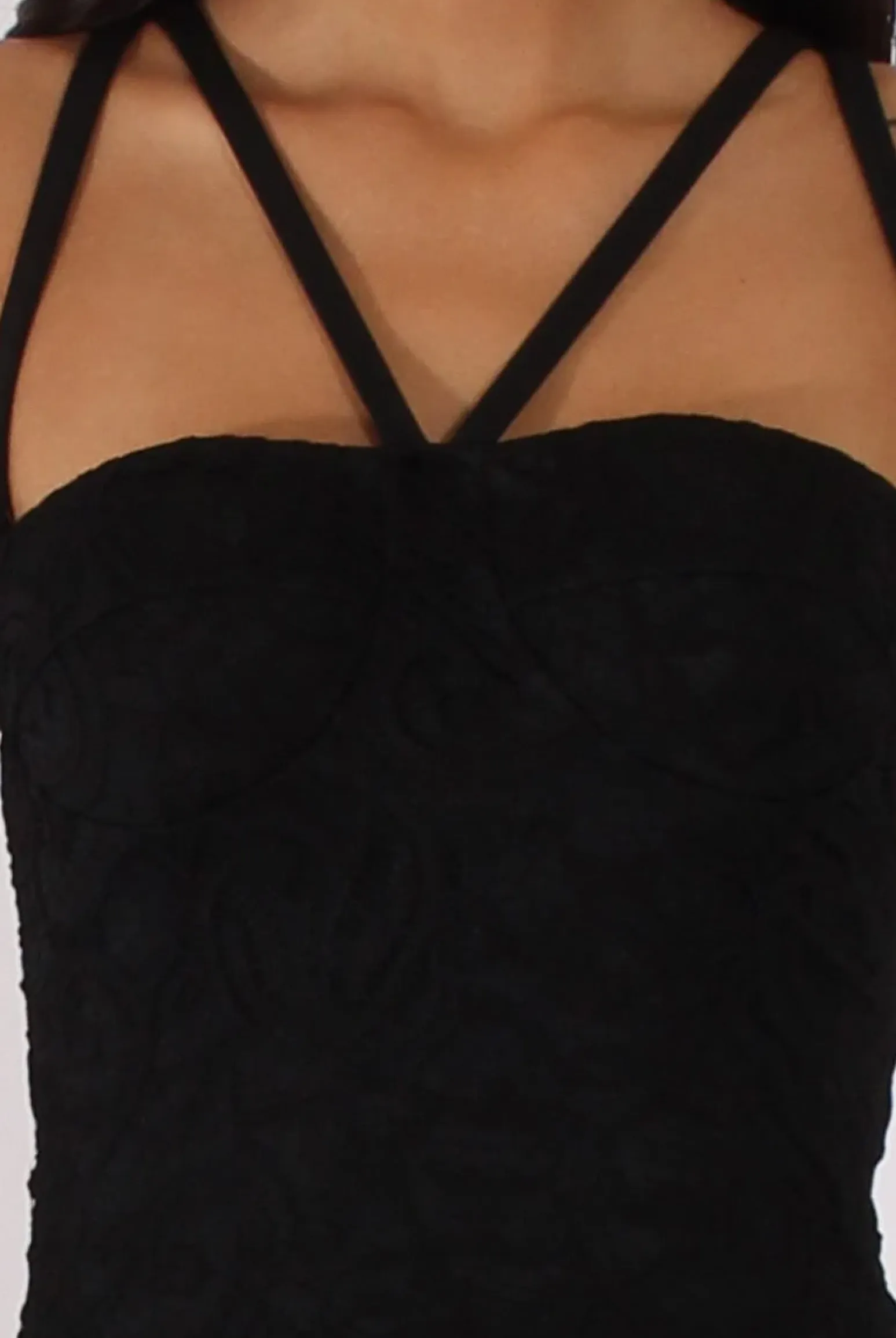 Rebellious Fashion Black Lace Harness Midi Dress - Elspeth