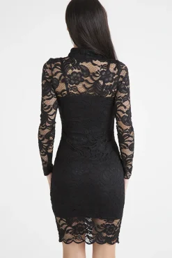 Rebellious Fashion Black Lace High Neck Cut Out Dress - Bailey