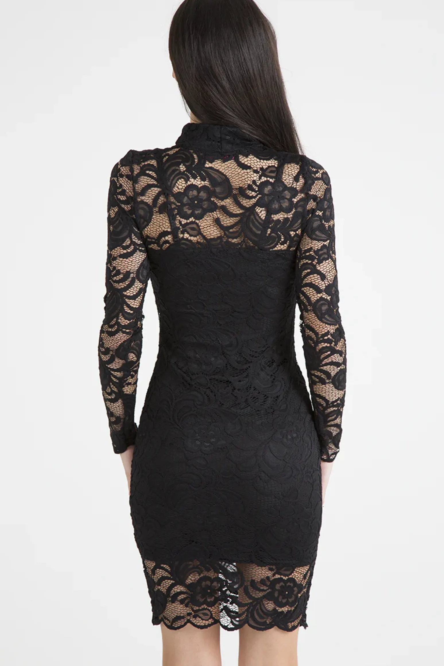 Rebellious Fashion Black Lace High Neck Cut Out Dress - Bailey