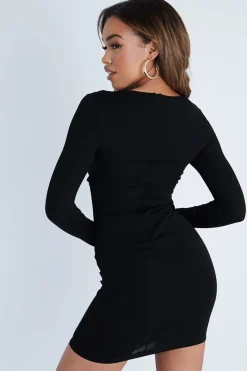 Rebellious Fashion Black Lace Up Detail Mini Dress - Tari