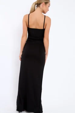 Rebellious Fashion Black Lace Up Front Front Dress - Kailani