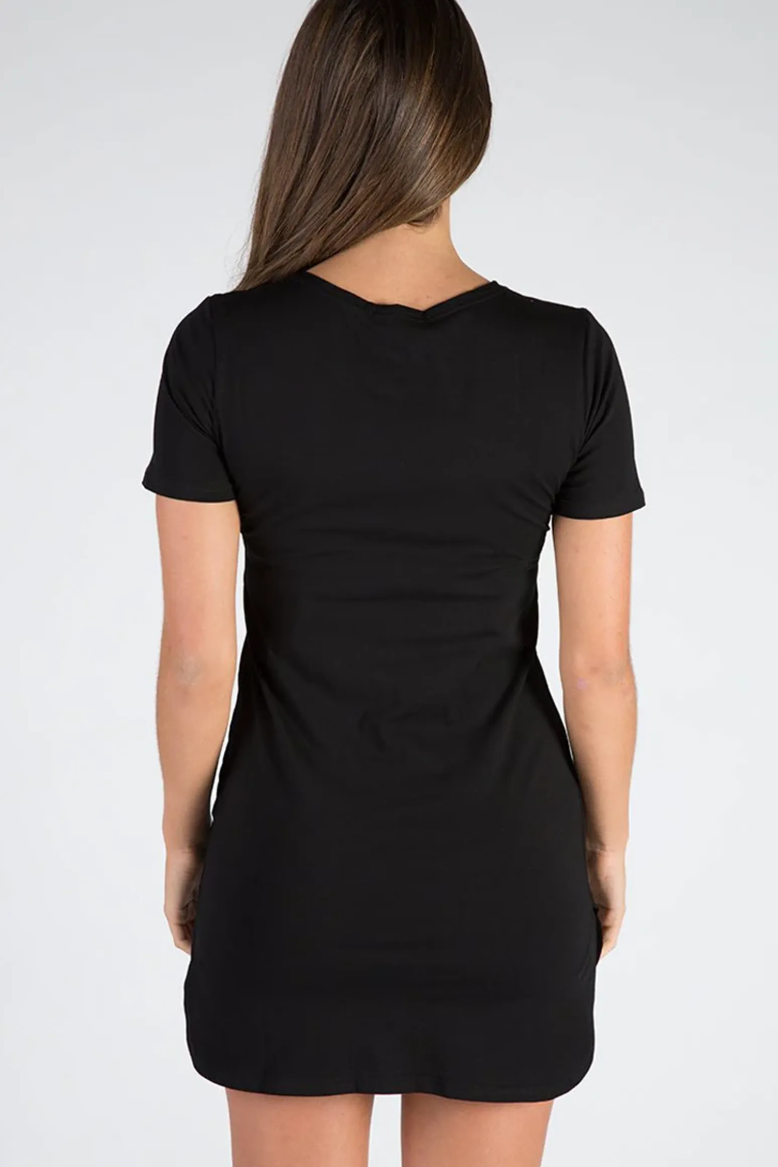 Rebellious Fashion Black Lace Up Front Rad Graphic T-Shirt Dress - Sammi